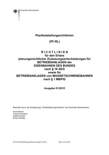 Planfeststellungsrichtlinien (PF-RL) R I C H T L I N I E N für den ...