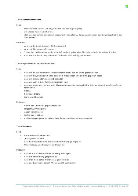 gemeinsam die zukunft gestalten - Zukunftswerkstatt Heinersdorf