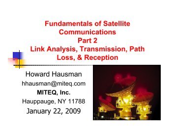 Fundamentals of Satellite Communications Part 2 Link Analysis ...