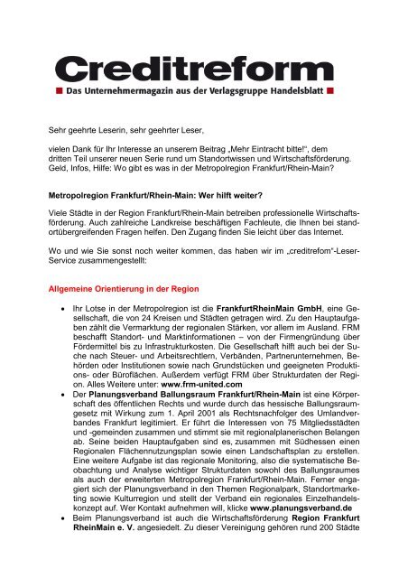 Leser-Service "FFM/Rhein-Main" - Creditreform