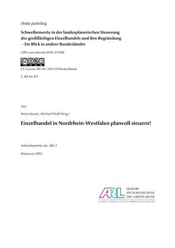 Schwellenwerte in der landesplanerischen Steuerung des ... - ARL