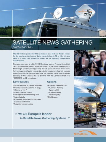 Satellite News Gathering - productionSNG - ND SatCom