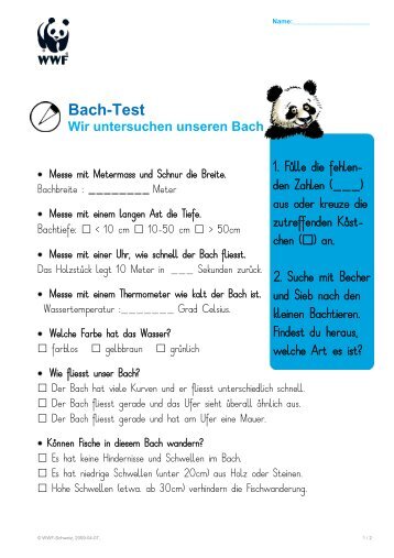 Bach-Test - WWF Schweiz