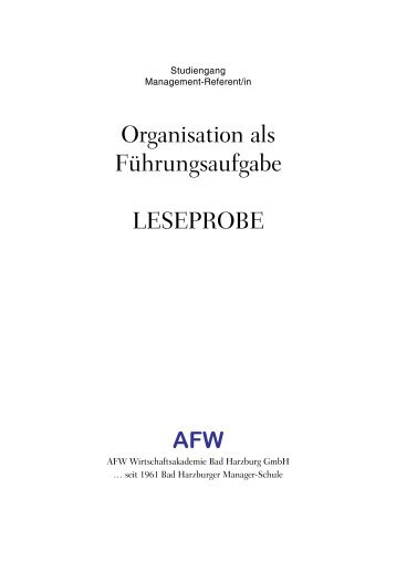 3 Grundlagen der Organisation - AFW Wirtschaftsakademie Bad ...