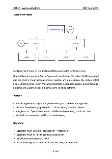 ORGA - Weisungssysteme Ralf Schmacht Einliniensystem Im ...