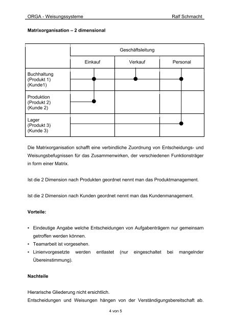 ORGA - Weisungssysteme Ralf Schmacht Einliniensystem Im ...
