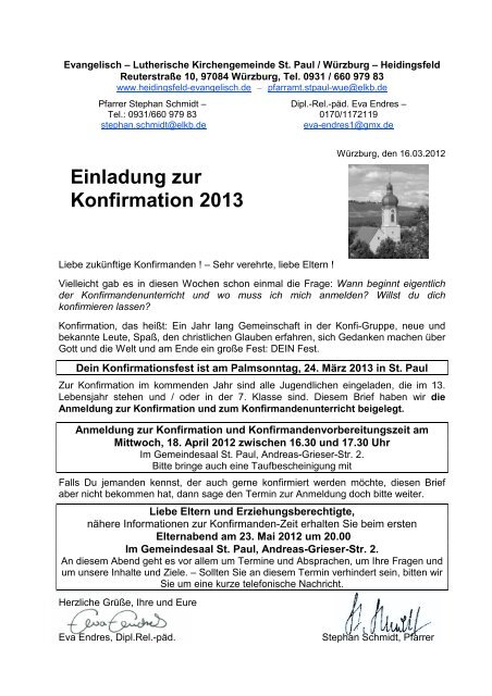 Einladung zur Konfirmation 2013 - St.Paul