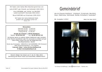 Gemeindebrief - Klettbach