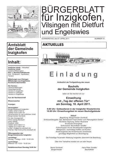 Einladung - Inzigkofen