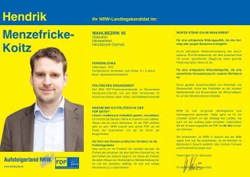 Ihr NRW-Landtagskandidat im: Hendrik Menzefricke- Koitz - FDP ...