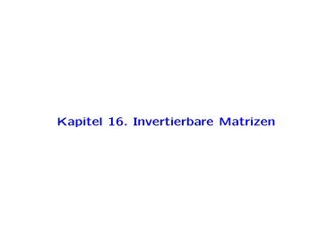 Kapitel 16. Invertierbare Matrizen