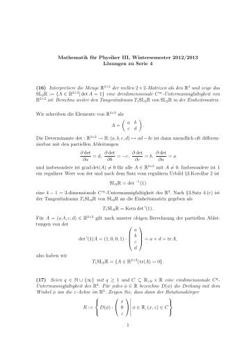 Mathematik für Physiker III, Wintersemester 2012/2013 Lösungen zu ...