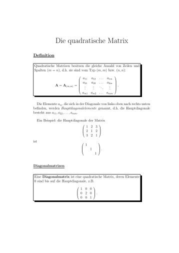 Die quadratische Matrix - Mathe Online