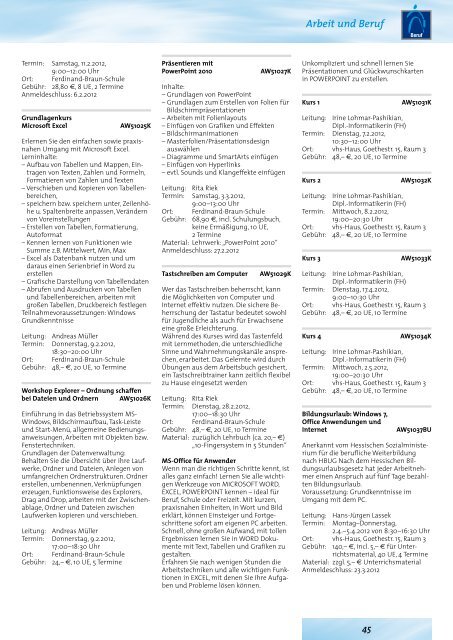 Programm 1. Semester 2012 - vhs der Stadt Fulda