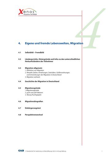 4. Eigene und fremde Lebenswelten, Migration - GAB - Gesellschaft ...