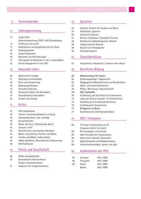 Jahresprogramm der VHS Cloppenburg 2012/2013