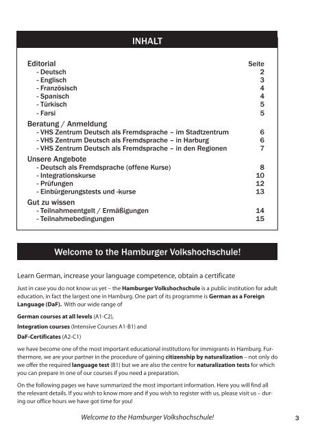 Deutsch als Fremdsprache - Hamburger Volkshochschule