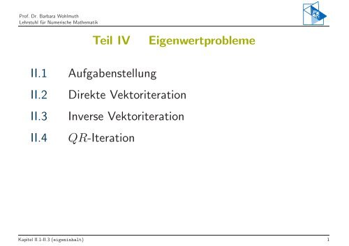 Kapitel II.1 - Lehrstuhl Numerische Mathematik