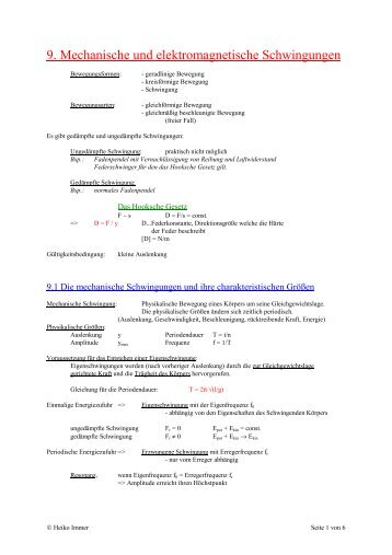 9. Mechanische und elektromagnetische Schwingungen