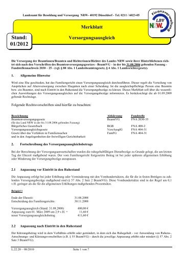 Stand: 01/2012 - Landesamt für Besoldung und Versorgung