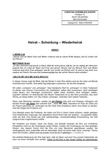 Heirat – Scheidung – Wiederheirat - Christian Assemblies ...