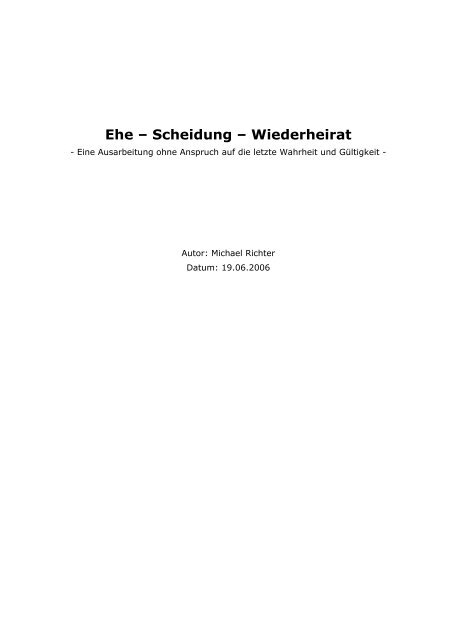 Ehe – Scheidung – Wiederheirat