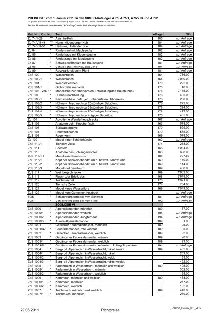 SOMSO-Preisliste 2011 - Bachmann Lehrmittel AG