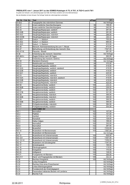 SOMSO-Preisliste 2011 - Bachmann Lehrmittel AG