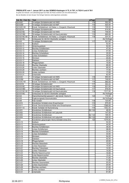 SOMSO-Preisliste 2011 - Bachmann Lehrmittel AG