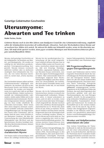 Uterusmyome: Abwarten und Tee trinken - Heide Fischer