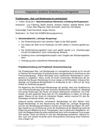 Protokoll der 11. Projektgruppensitzung "Rad ... - ILE-Leiningerland