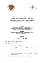 Internationale Hermann-Hesse-Tagung an der Universität Szeged