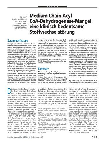 Medium-Chain-Acyl- CoA-Dehydrogenase-Mangel: eine klinisch ...