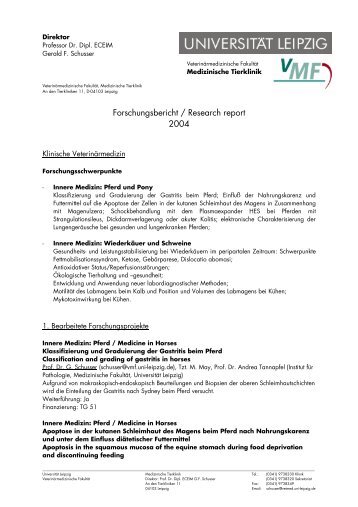 Forschungsbericht / Research report 2004 - Veterinärmedizinische ...