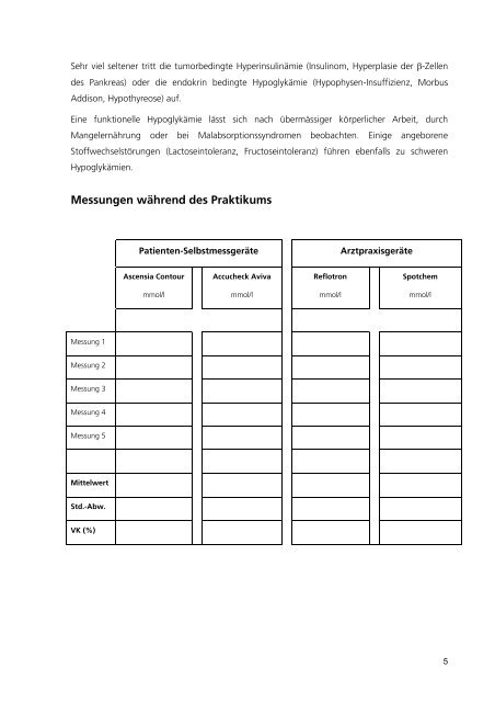 Praktikum in Klinischer Chemie - Institut für Klinische Chemie ...