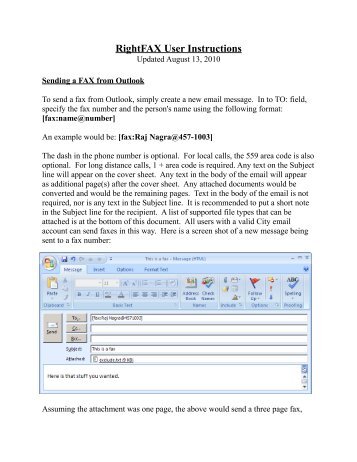 RightFAX User Instructions - City of Fresno
