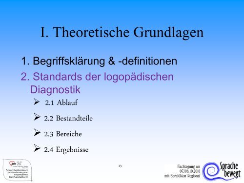 Diagnostik in der Sprachtherapie im stationären Bereich des ...