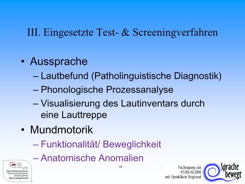 Diagnostik in der Sprachtherapie im stationären Bereich des ...