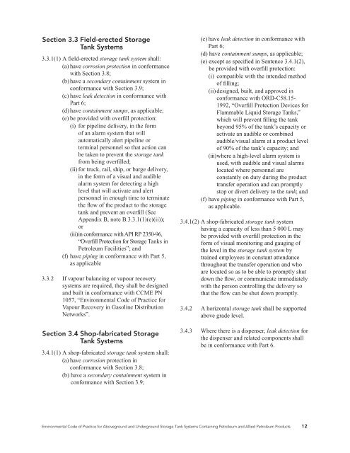 Environmental Code of Practice for Aboveground and ... - CCME