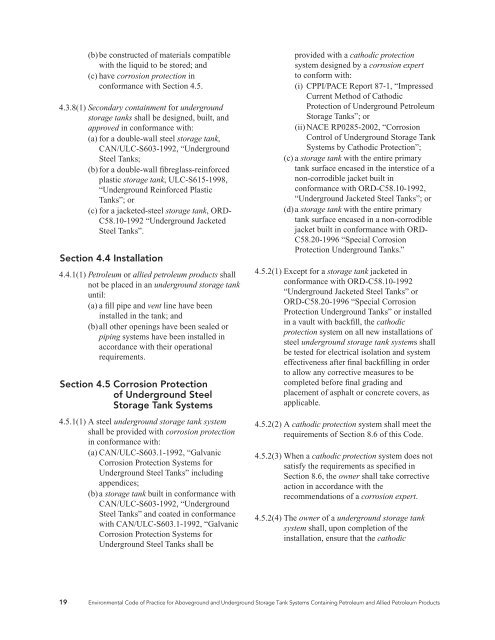 Environmental Code of Practice for Aboveground and ... - CCME