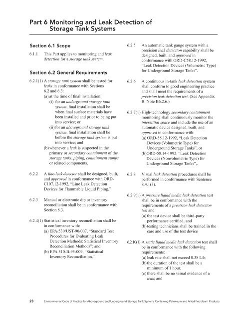 Environmental Code of Practice for Aboveground and ... - CCME