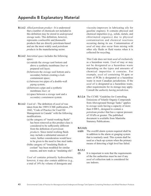 Environmental Code of Practice for Aboveground and ... - CCME