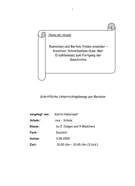 Rosinchen und Bartolo finden einander - Unterrichtsmaterial ...