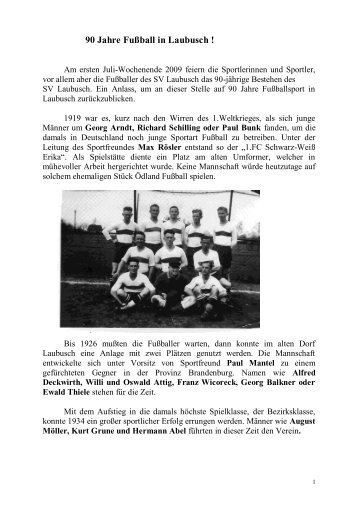 90 Jahre Fußball in Laubusch ! - SV Laubusch