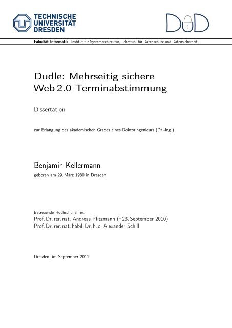 Dudle: Mehrseitig sichere Web2.0-Terminabstimmung - Professur ...