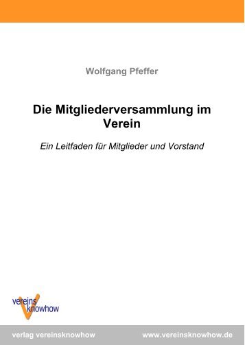 Die Mitgliederversammlung im Verein - Vereins-Knowhow