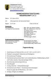 gemeinderatssitzung niederschrift - Gemeinde Patsch