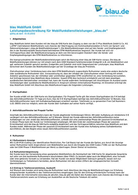 Leistungsbeschreibung (PDF) - Blau.de