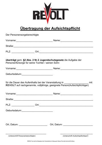 Übertragung der Aufsichtspflicht