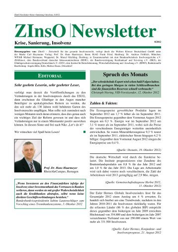 ZInsO-Newsletter 08/2012